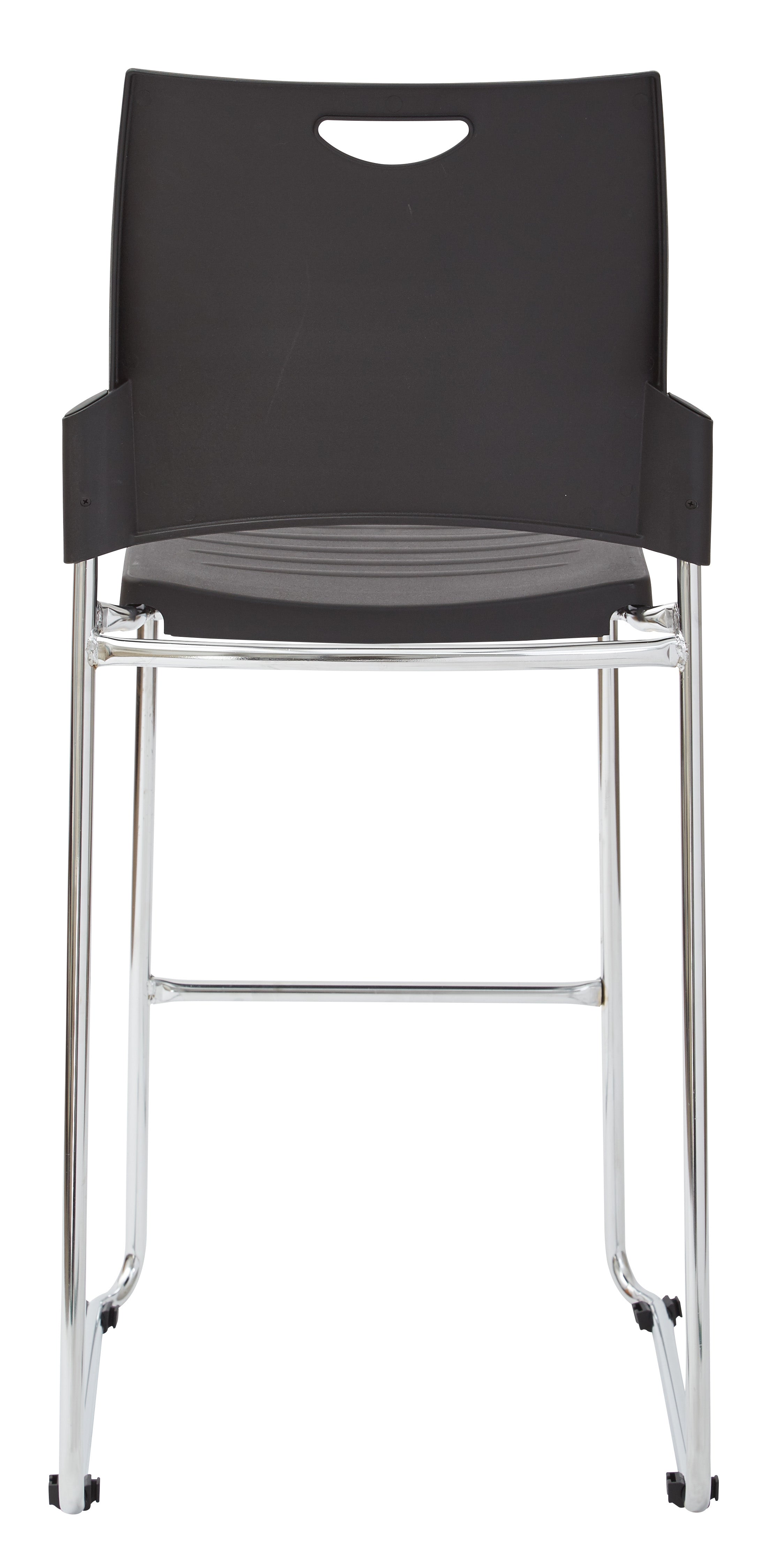 Tall Black Stacking and Ganging Chair with Plastic Seat and Back with Chrome Frame 3